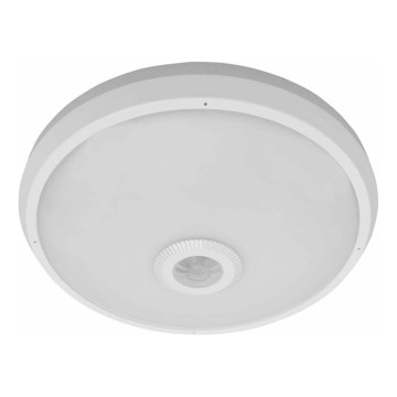 Zewnętrzna oprawa sufitowa LED z czujnikiem ruchu i zmierzchu LED/16W/230V Ø 28,5 cm IP54 biała