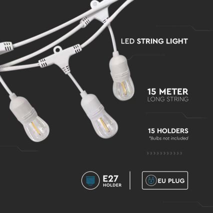 zewnętrzny chain STRING 15xE27/40W/230V 15m IP65