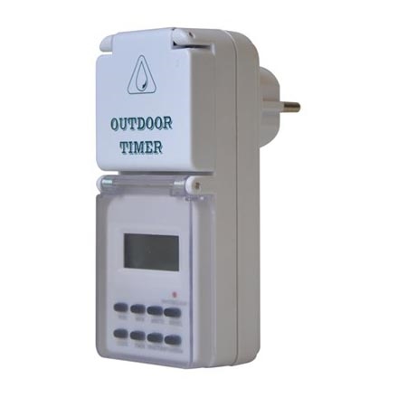 Zewnętrzny czasowy przełącznik cyfrowy tygodniowy 16A/230V IP44 200 mAh