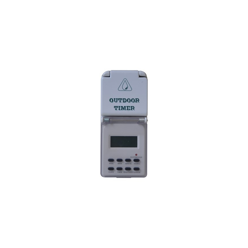Zewnętrzny czasowy przełącznik cyfrowy tygodniowy 16A/230V IP44 200 mAh