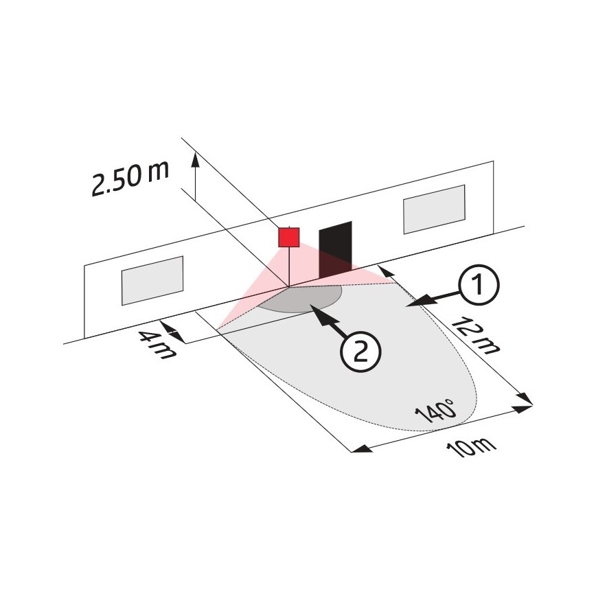 Zewnętrzny czujnik ruchu LC-CLICK 140° IP44 czarny