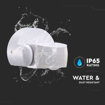 Zewnętrzny czujnik ruchu na podczerwień 180/360° 600W/230V IP65 biały