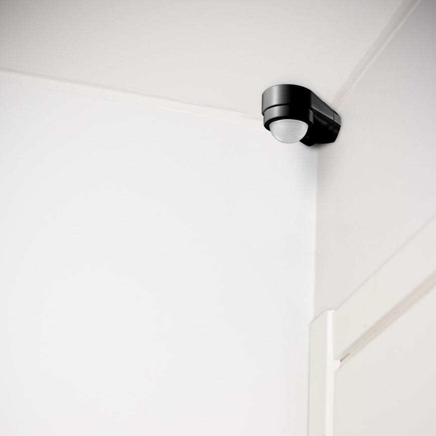Zewnętrzny czujnik ruchu na podczerwień 240° 600W/230V IP65 czarny