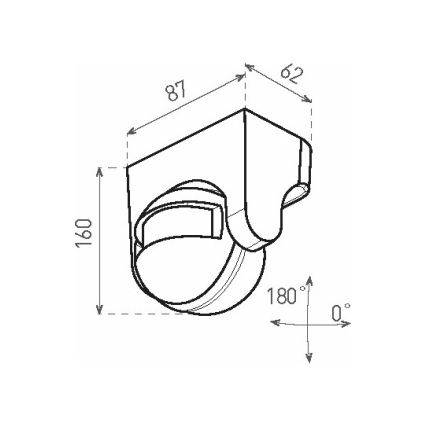 Zewnętrzny czujnik ruchu PIR 1200W/230V IP44 czarny