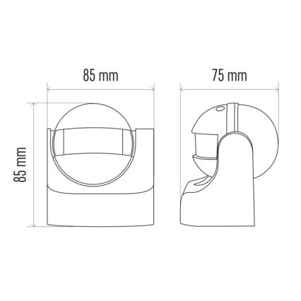 Zewnętrzny czujnik ruchu PIR B 180° 1200W/230V IP44 czarny