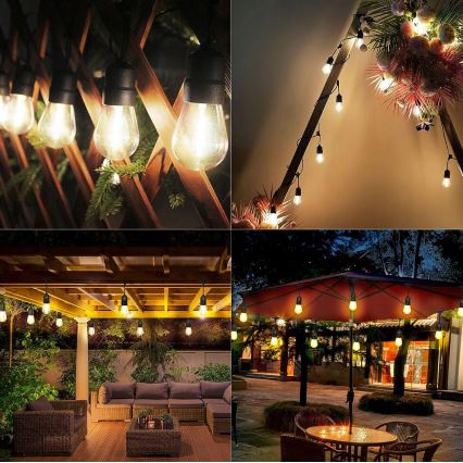 Zewnętrzny dekoracyjny łańcuch LED 10xE27/1W/230V 10,94 m IP44 czarny