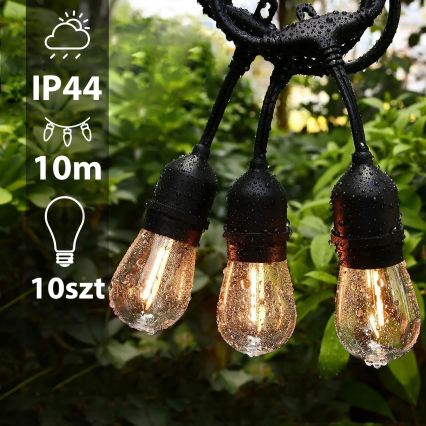 Zewnętrzny dekoracyjny łańcuch LED 10xE27/1W/230V 10,94 m IP44 czarny