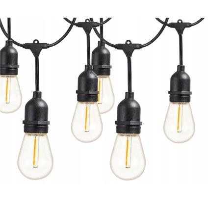 Zewnętrzny dekoracyjny łańcuch LED 10xE27/1W/230V 10,94 m IP44 czarny