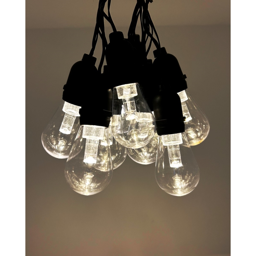 Zewnętrzny dekoracyjny łańcuch LED 10xLED/0,15W/230V 3,8 m IP44 czarny