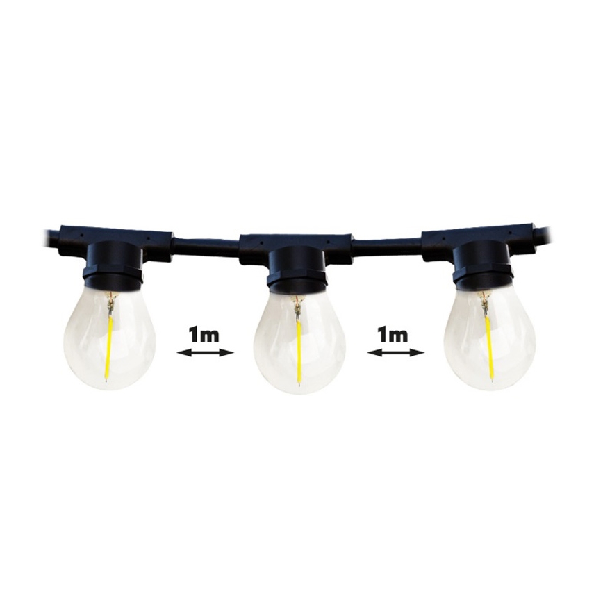 Zewnętrzny dekoracyjny łancuch MIMOSA 20×E27/1,3W/230V IP44 20m