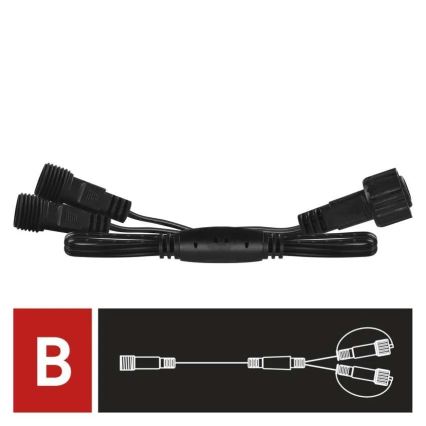 Zewnętrzny kabel rozgałęziający do łączonych łańcuchów świetlnych, 0,5 m, IP44