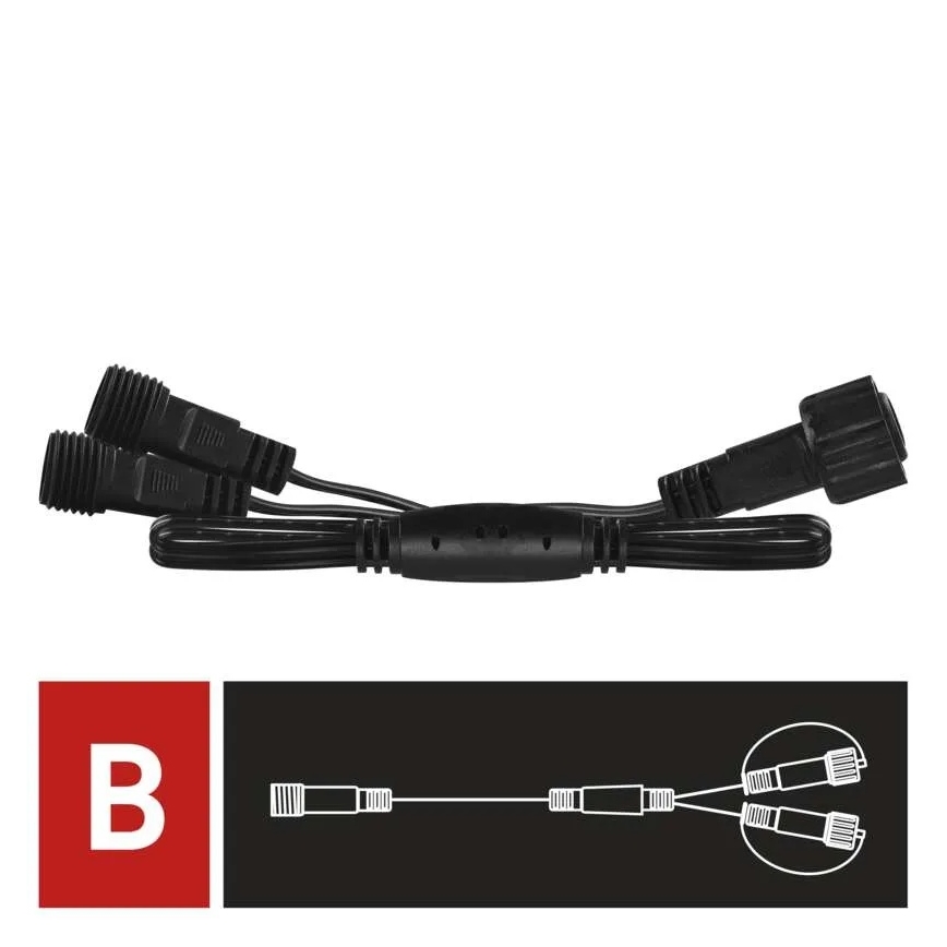 Zewnętrzny kabel rozgałęziający do łączonych łańcuchów świetlnych, 0,5 m, IP44