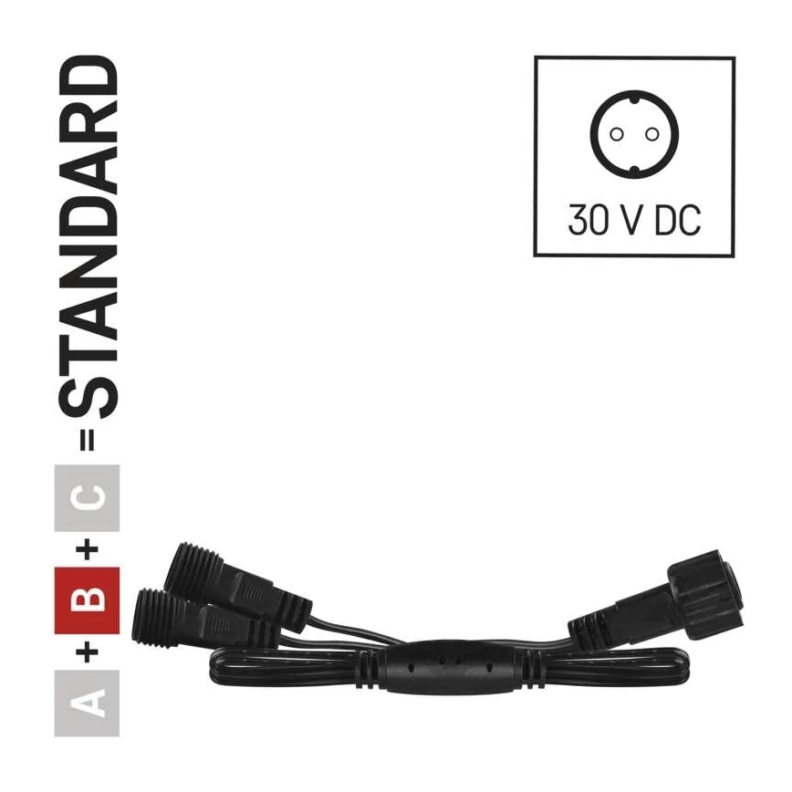 Zewnętrzny kabel rozgałęziający do łączonych łańcuchów świetlnych, 0,5 m, IP44