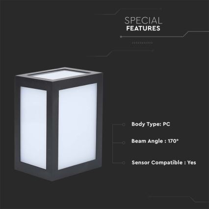 Zewnętrzny kinkiet LED/12W/230V 4000K IP65 czarny