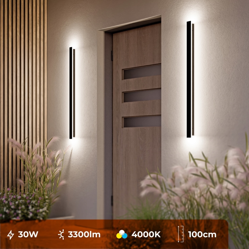 Zewnętrzny kinkiet LED/30W/230V 100 cm IP65 czarny