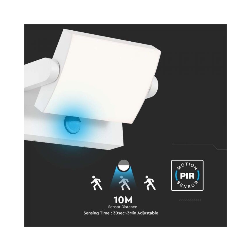 Zewnętrzny kinkiet LED z czujnikiem, 17 W, 230 V, 4000 K, IP65, biały