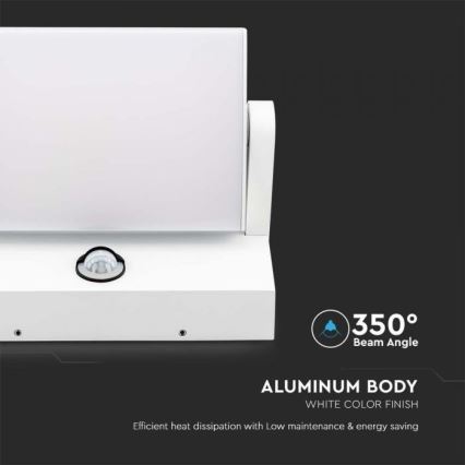 Zewnętrzny kinkiet LED z czujnikiem, 17 W, 230 V, 4000 K, IP65, biały