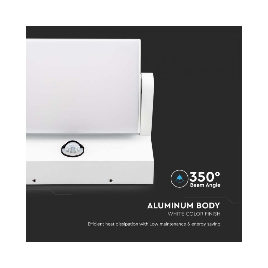 Zewnętrzny kinkiet LED z czujnikiem, 17 W, 230 V, 4000 K, IP65, biały