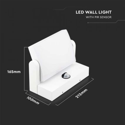 Zewnętrzny kinkiet LED z czujnikiem, 17 W, 230 V, 4000 K, IP65, biały