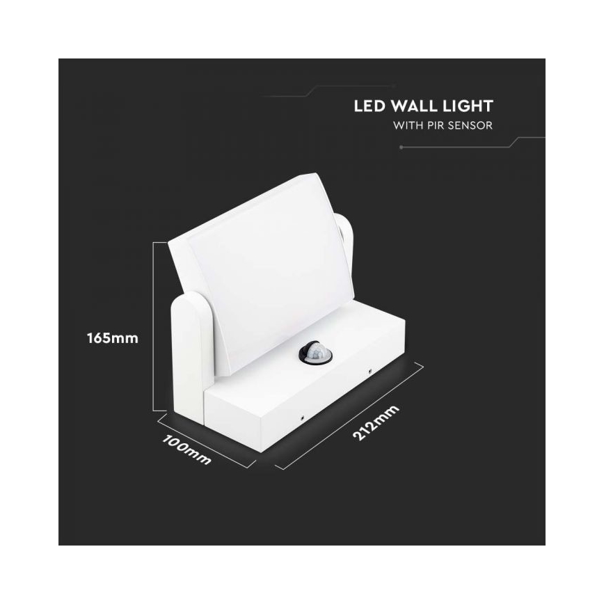Zewnętrzny kinkiet LED z czujnikiem, 17 W, 230 V, 4000 K, IP65, biały