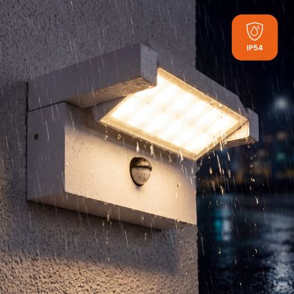 Zewnętrzna oprawa ścienna LED z czujnikiem ruchu i zmierzchu LED/25W/230V 3000/4000/6500K IP54 biała