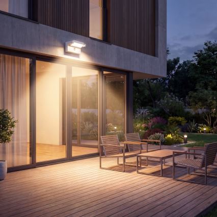 Zewnętrzna oprawa ścienna LED z czujnikiem ruchu i zmierzchu LED/25W/230V 3000/4000/6500K IP54 biała