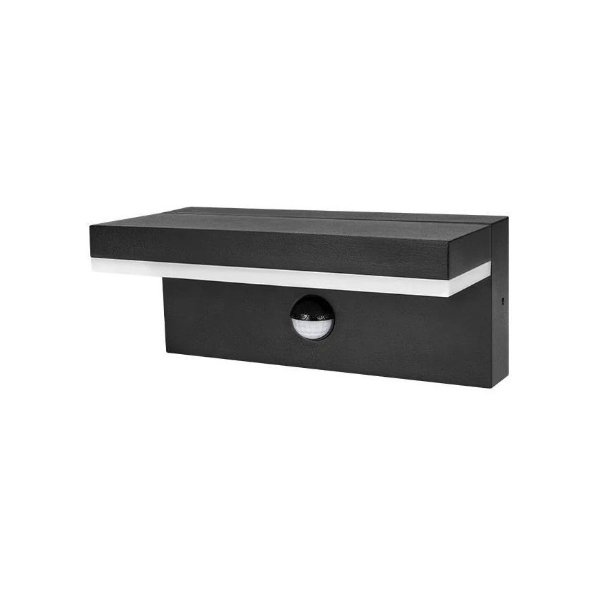 Zewnętrzny kinkiet LED z czujnikiem HESTIO, 9W/230V, 4000K, IP44 — czarny