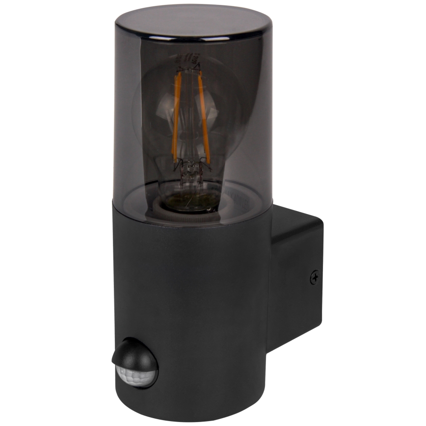 Kinkiet zewnętrzny z czujnikiem ruchu i zmierzchu 1xE27/40W/230V IP44 czarny/dymny