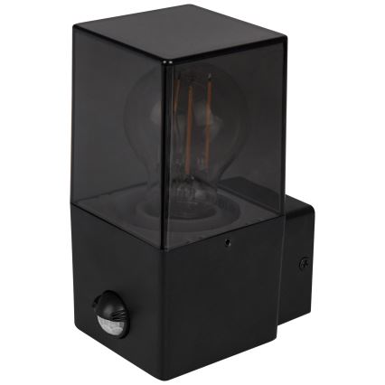 Kinkiet zewnętrzny z czujnikiem ruchu i zmierzchu 1xE27/40W/230V IP44 czarny/przydymiony
