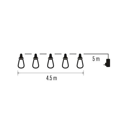 Zewnętrzny łańcuch dekoracyjny LED, 100 diod, 9,5 m, IP44
