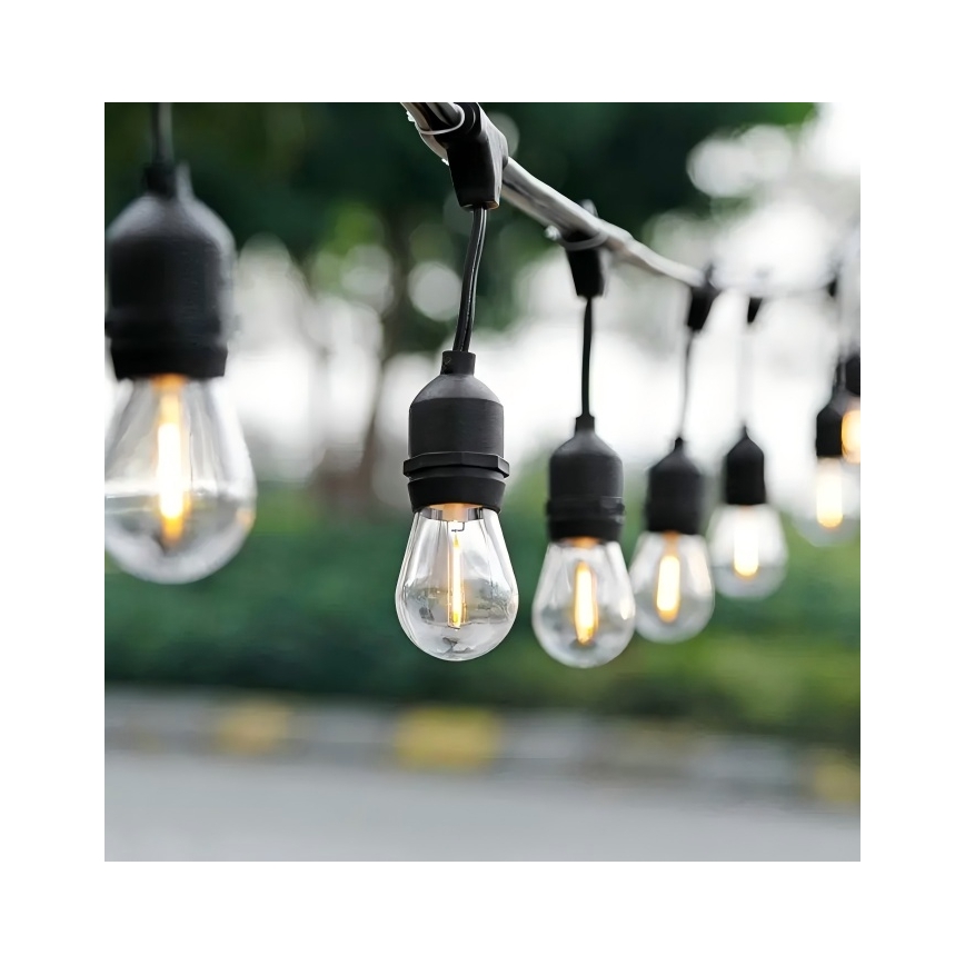 Zewnętrzny łańcuch dekoracyjny LED 10xE27/1W/230V 10 m IP65 czarny