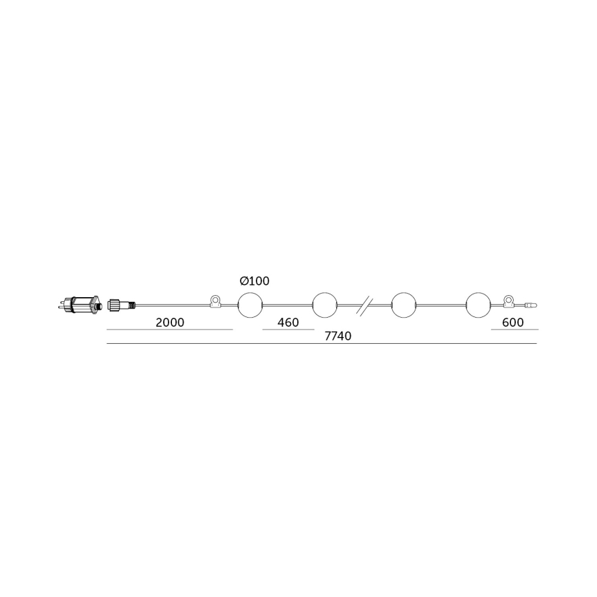 Zewnętrzny łańcuch dekoracyjny LED 10xLED/0,8W/230V IP67 2500K 7,7 m