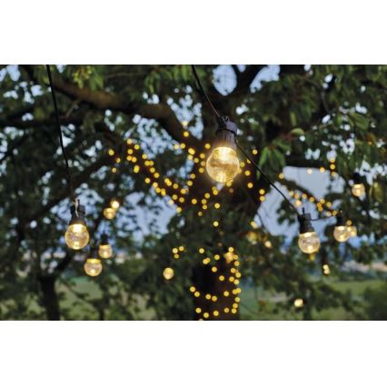 Zewnętrzny łańcuch dekoracyjny LED, 10xLED/10m, IP44, przezroczysty