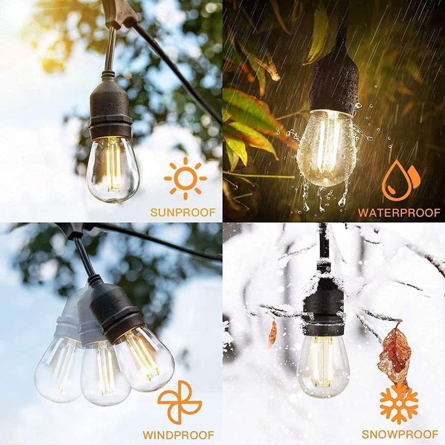 Zewnętrzny łańcuch dekoracyjny LED 20xE27/1W/230V 10 m IP65 czarny
