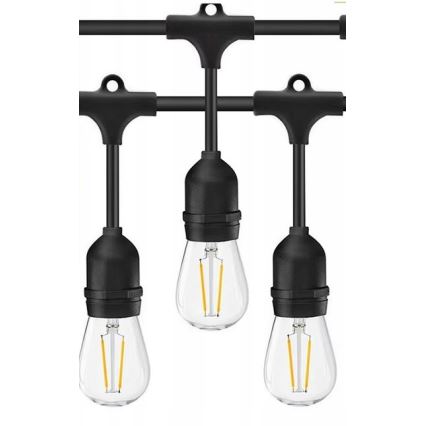 Zewnętrzny łańcuch dekoracyjny LED 20xE27/1W/230V 10 m IP65 czarny