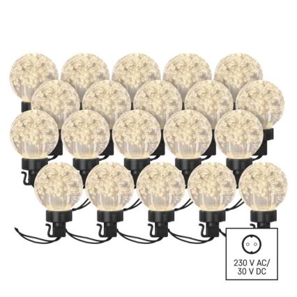 Zewnętrzny łańcuch dekoracyjny LED 20xLED/12,6m IP44 ciepła biel