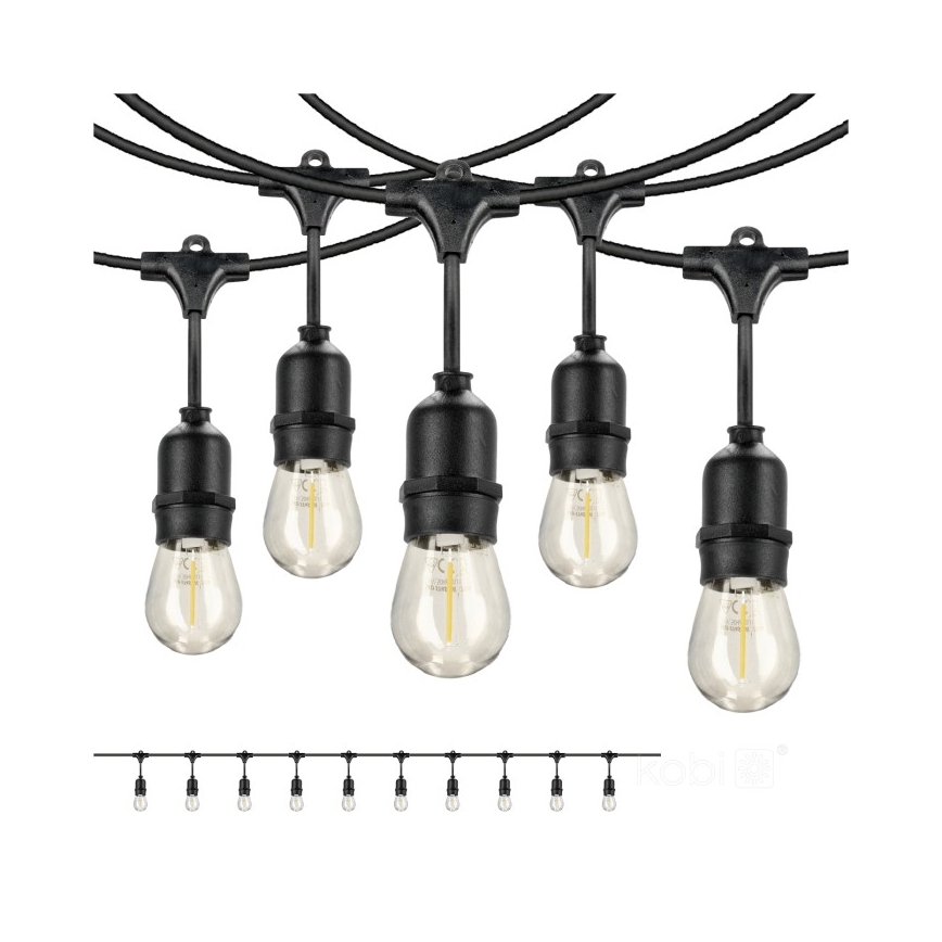 Zewnętrzny łańcuch dekoracyjny LED BAJA ST64 10xE27/1W/230V 10,9m IP44 ciepła biel