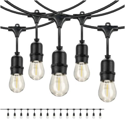 Zewnętrzny łańcuch dekoracyjny LED BAJA ST64 15xE27/1W/230V 15,9m IP44 ciepła biel