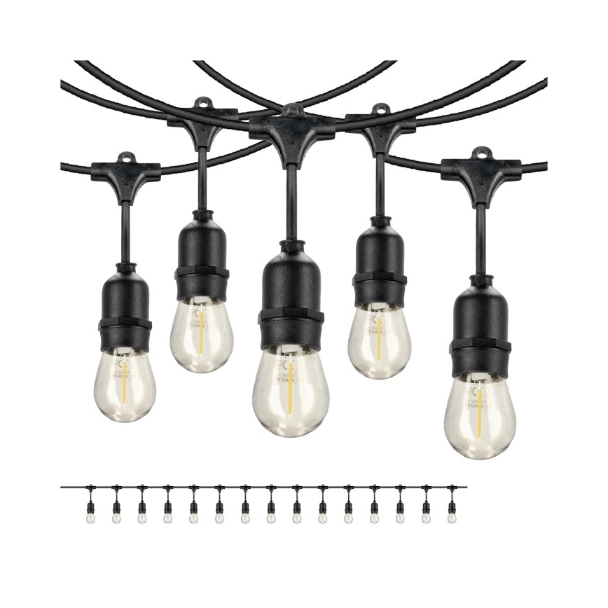 Zewnętrzny łańcuch dekoracyjny LED BAJA ST64 15xE27/1W/230V 15,9m IP44 ciepła biel