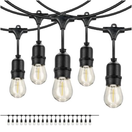 Zewnętrzny łańcuch dekoracyjny LED BAJA ST64 20xE27/1W/230V 10,9m IP44 ciepła biel