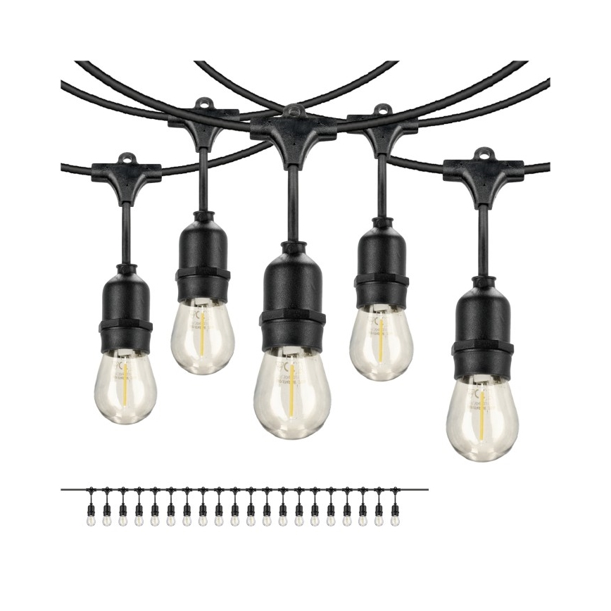 Zewnętrzny łańcuch dekoracyjny LED BAJA ST64 20xE27/1W/230V 10,9m IP44 ciepła biel