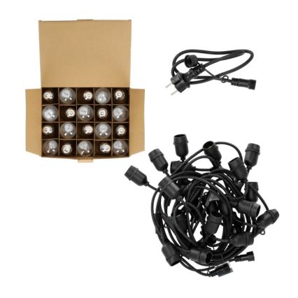 Zewnętrzny łańcuch dekoracyjny LED BAJA ST64 20xE27/1W/230V 10,9m IP44 ciepła biel