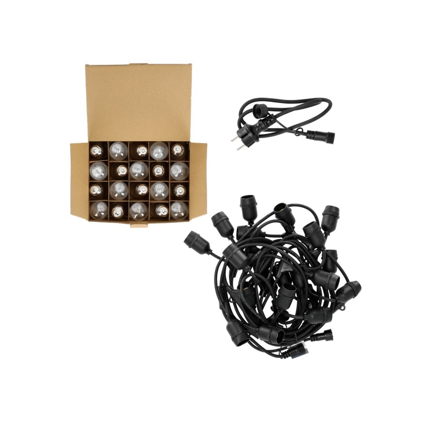 Zewnętrzny łańcuch dekoracyjny LED BAJA ST64 20xE27/1W/230V 10,9m IP44 ciepła biel