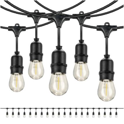 Zewnętrzny łańcuch dekoracyjny LED BAJA ST64 20xE27/1W/230V 20,9m IP44 ciepła biel