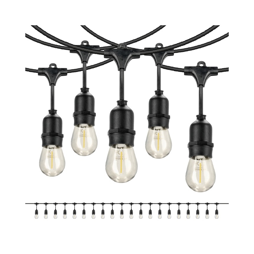 Zewnętrzny łańcuch dekoracyjny LED BAJA ST64 20xE27/1W/230V 20,9m IP44 ciepła biel