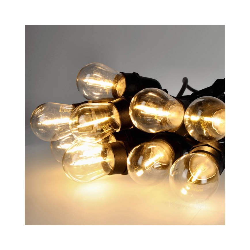 Zewnętrzny łańcuch dekoracyjny LED BAJA ST64 20xE27/1W/230V 20,9m IP44 ciepła biel