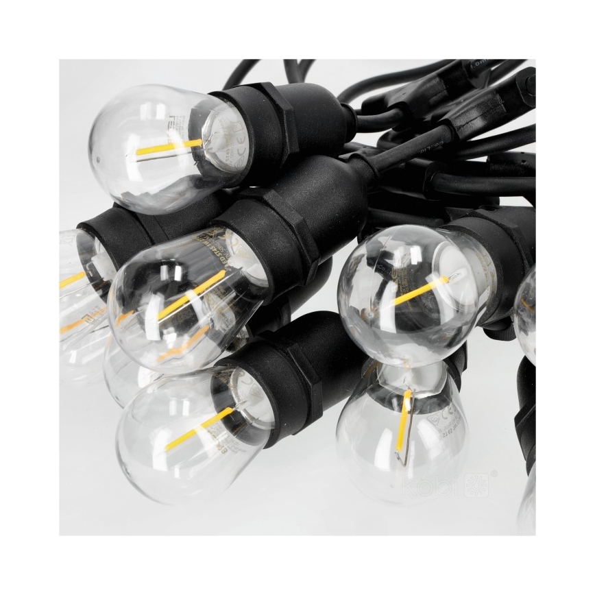 Zewnętrzny łańcuch dekoracyjny LED BAJA ST64 20xE27/1W/230V 20,9m IP44 ciepła biel