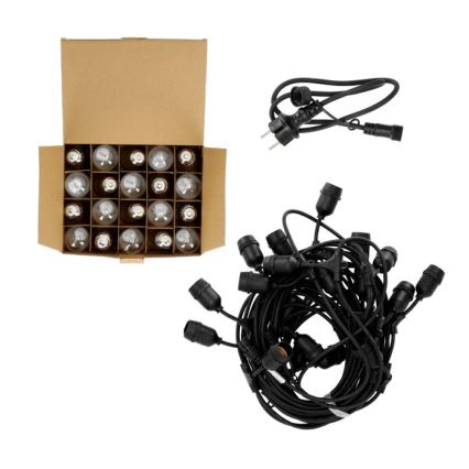 Zewnętrzny łańcuch dekoracyjny LED BAJA ST64 20xE27/1W/230V 20,9m IP44 ciepła biel