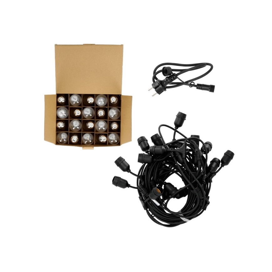 Zewnętrzny łańcuch dekoracyjny LED BAJA ST64 20xE27/1W/230V 20,9m IP44 ciepła biel