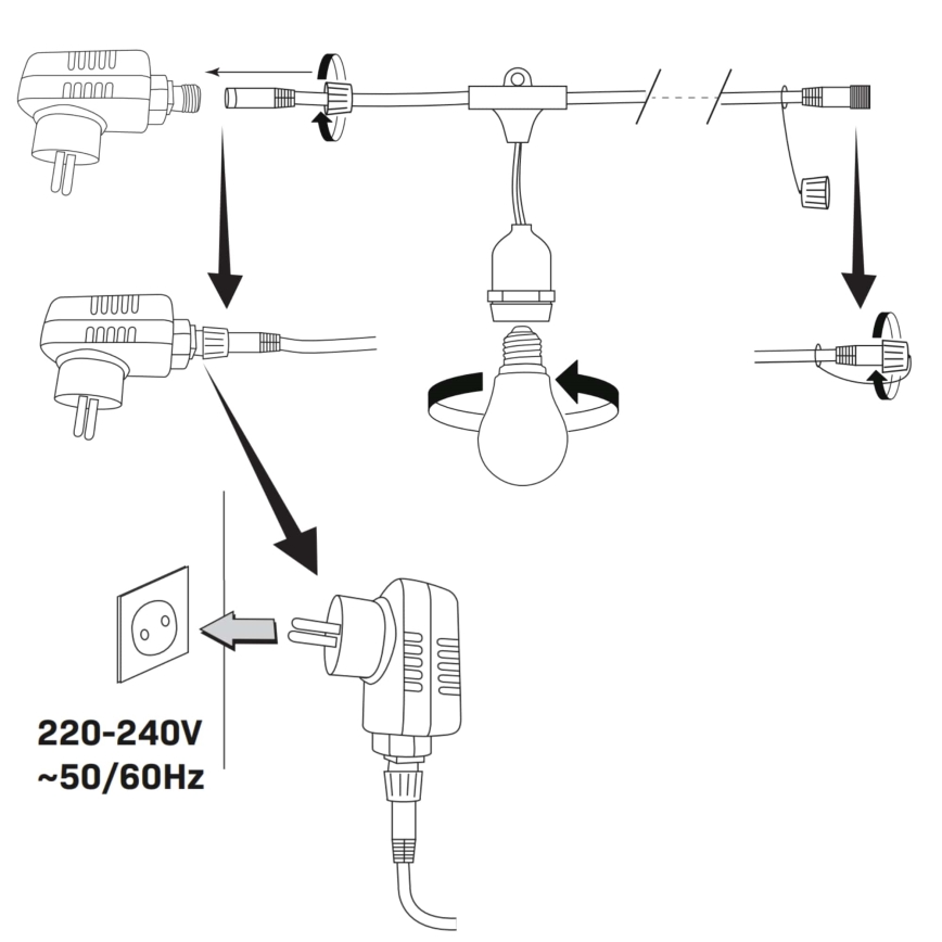 Zewnętrzny łańcuch dekoracyjny LED PARTY NEON 7,6 m 10xE27/0,6W/36V IP44